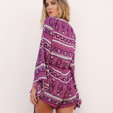 wind print jumpsuit shorts