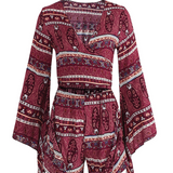 wind print jumpsuit shorts