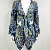 wind print jumpsuit shorts