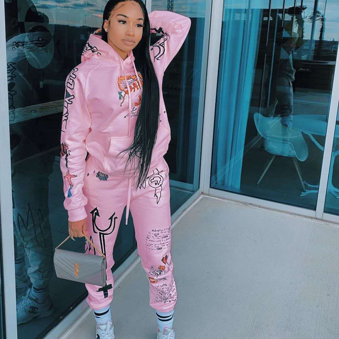 Two-piece sweater with velvet letter print