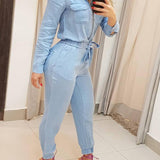 Blue Zipper Jumpsuit Trousers