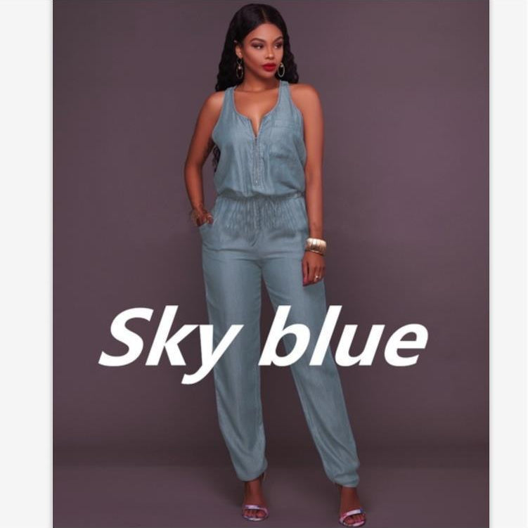 Slim-fit Casual Vest Wide-leg Jumpsuit