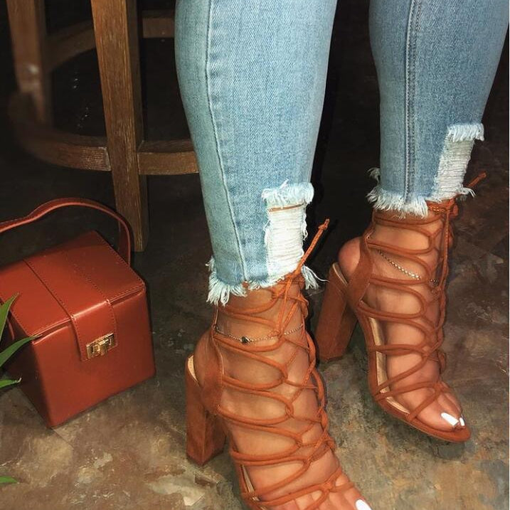 High-Heeled Sandals Straps