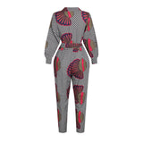 V-neck Autumn Long-sleeved Jumpsuit Cropped Trousers