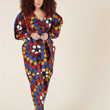 V-neck Autumn Long-sleeved Jumpsuit Cropped Trousers