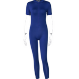 Solid Short Sleeve Jumpsuit In Spring And Summer