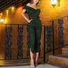 Jumpsuit With Belt Layered Frilly leg High Waist Slim Cropped Trousers