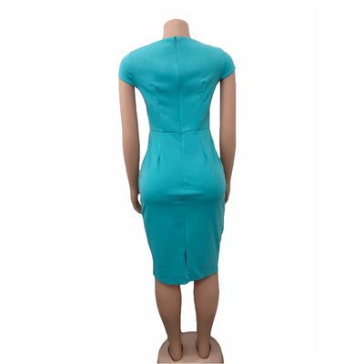 Temperament Slim Slimming Short-Sleeved Pencil Skirt Irregular Dress