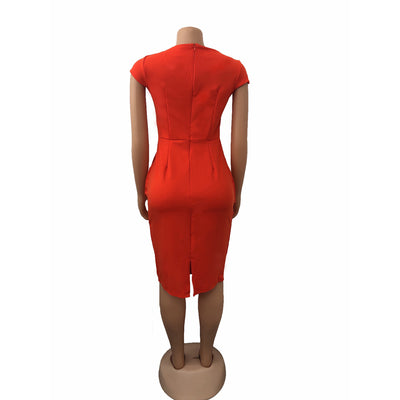 Temperament Slim Slimming Short-Sleeved Pencil Skirt Irregular Dress