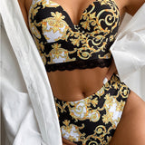 Temperament Split Lace Strap Bikini