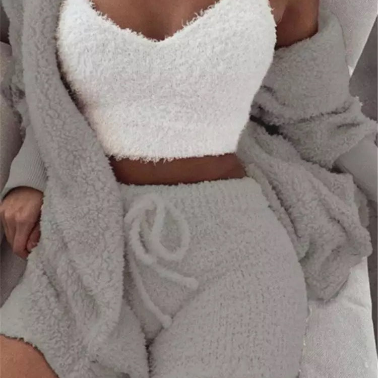 Casual Pajamas Set Soft Warm Long Sleeve