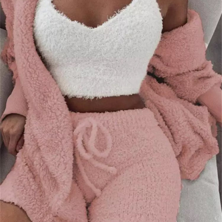 Casual Pajamas Set Soft Warm Long Sleeve