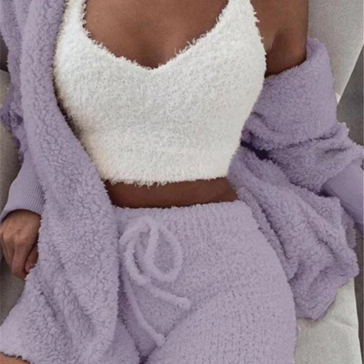 Casual Pajamas Set Soft Warm Long Sleeve