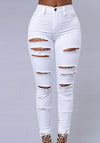Hole Jeans High Waist Skinny Pant Pencil Jeans Ripped
