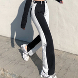 Two Tone Contrast Black And White Jeans- Half And Half
