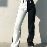 Two Tone Contrast Black And White Jeans- Half And Half