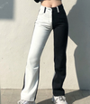 Two Tone Contrast Black And White Jeans- Half And Half