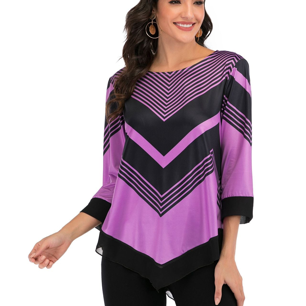 Stepford Angle Design Blouse (Curvy Sizes)