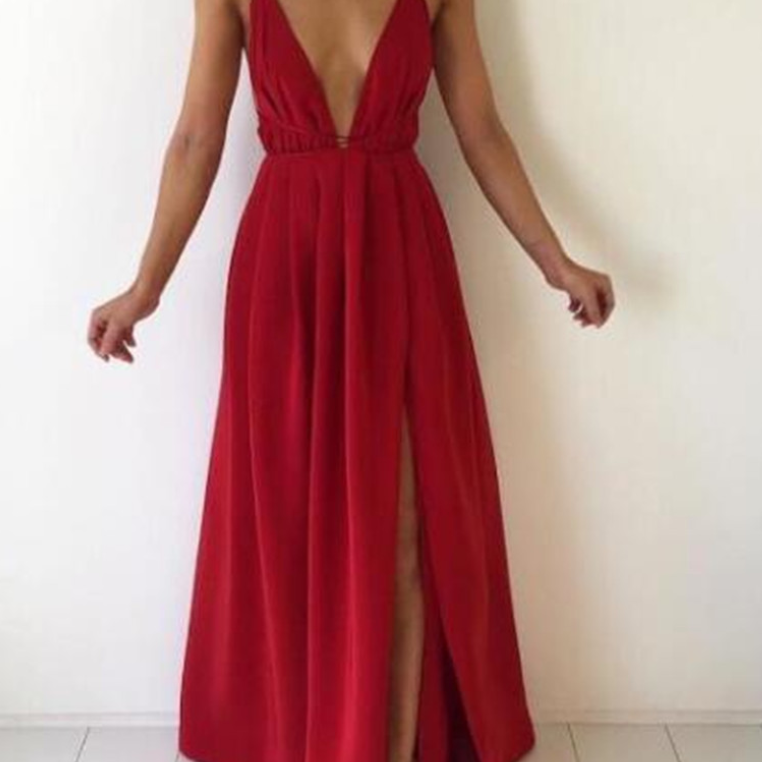 V-neck low-cut straps halter top chiffon