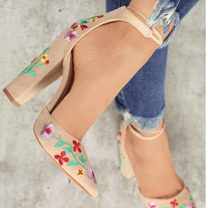 Embroidered frosted sandals