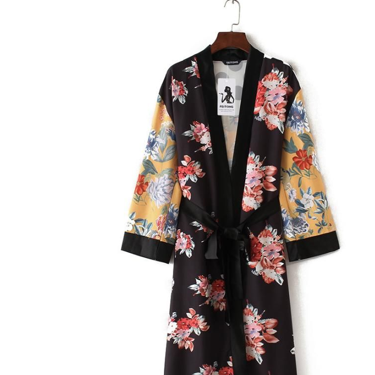 Kimono Cardigan Printed Floral Sexy Beachwear