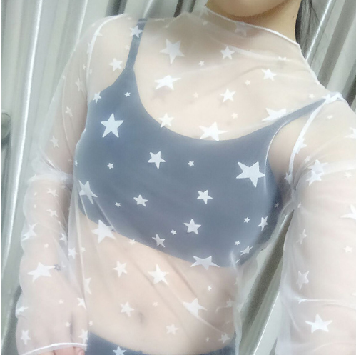 Mesh Tops Long Sleeve Undershirt