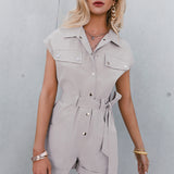 Summer  Sleeveless Single Breasted Jumpsuit