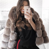 Long Sleeve Hooded Faux Fur Coat