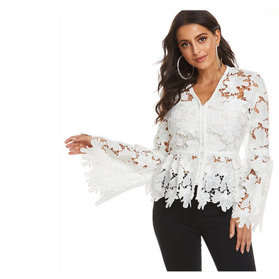 Hollow embroidered blouse