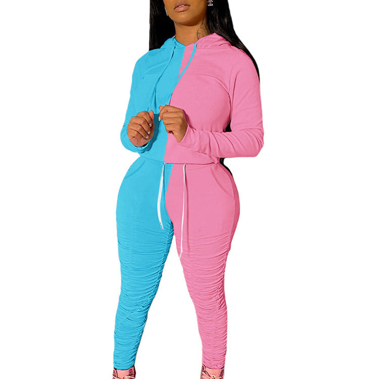 Contrast pleated ladies suit
