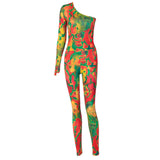 Tie-Dye One-Shoulder Yoga Workout Fashion Tights