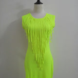 Solid fringed slim dress