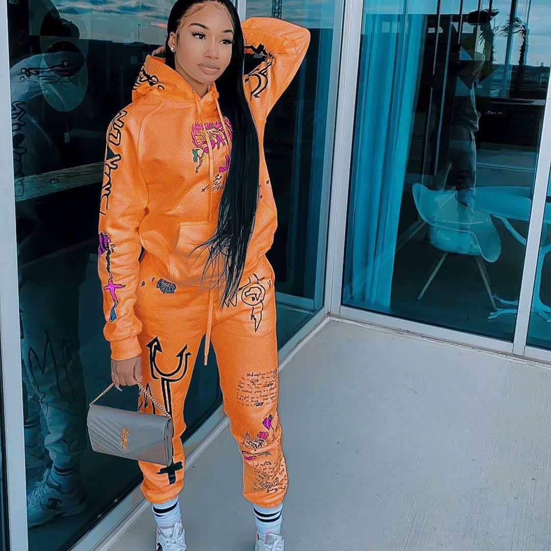 Two-piece sweater with velvet letter print