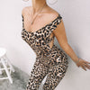 leopard sports fitness hollow jumpsuit