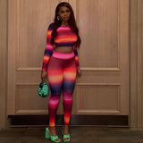 Long Sleeve Navel Skinny Pants Set