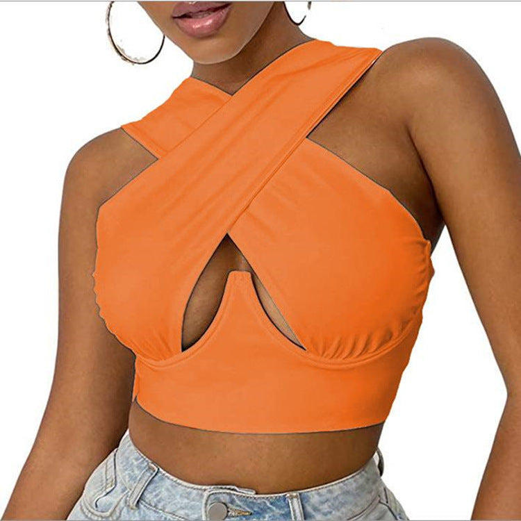 V Neck Cross Cut Zipper Short