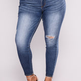 hole high elastic jeans  pants
