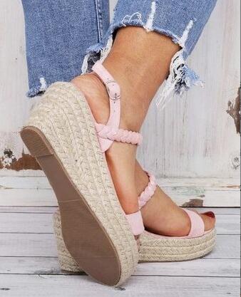 Woven wedge heels