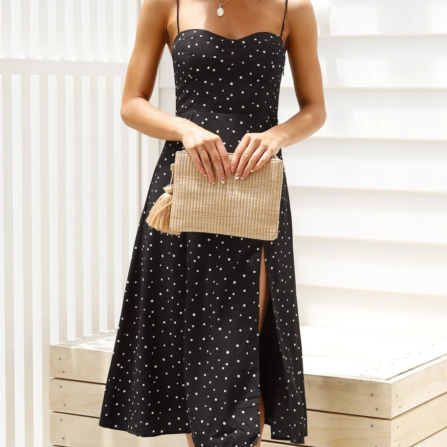 Polka Dot Slit Dress