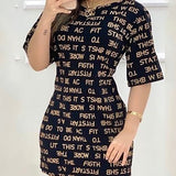 Letter print multicolor dress