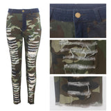 Ripped High-waisted  And Frayed Camouflage  Pants