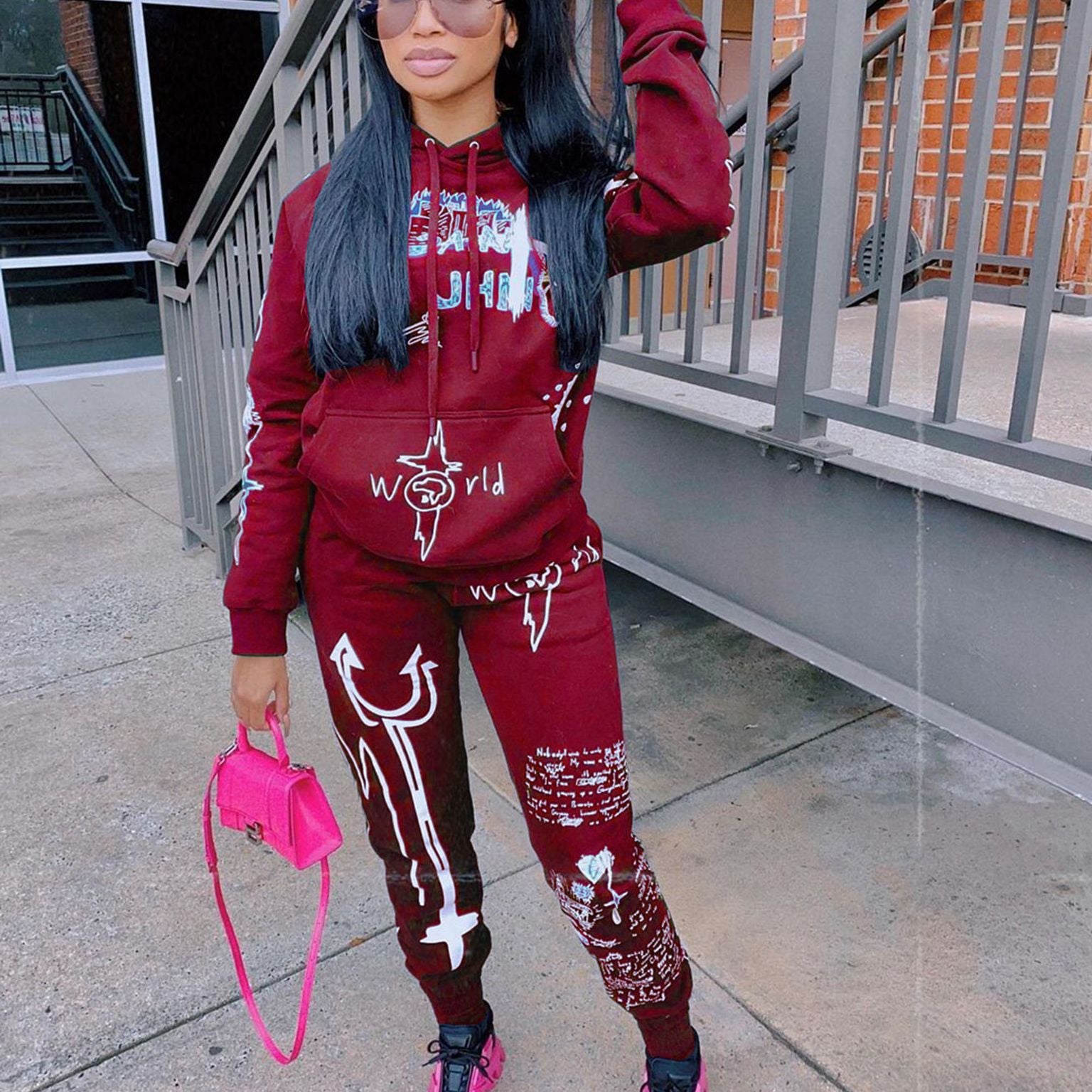 Two-piece sweater with velvet letter print