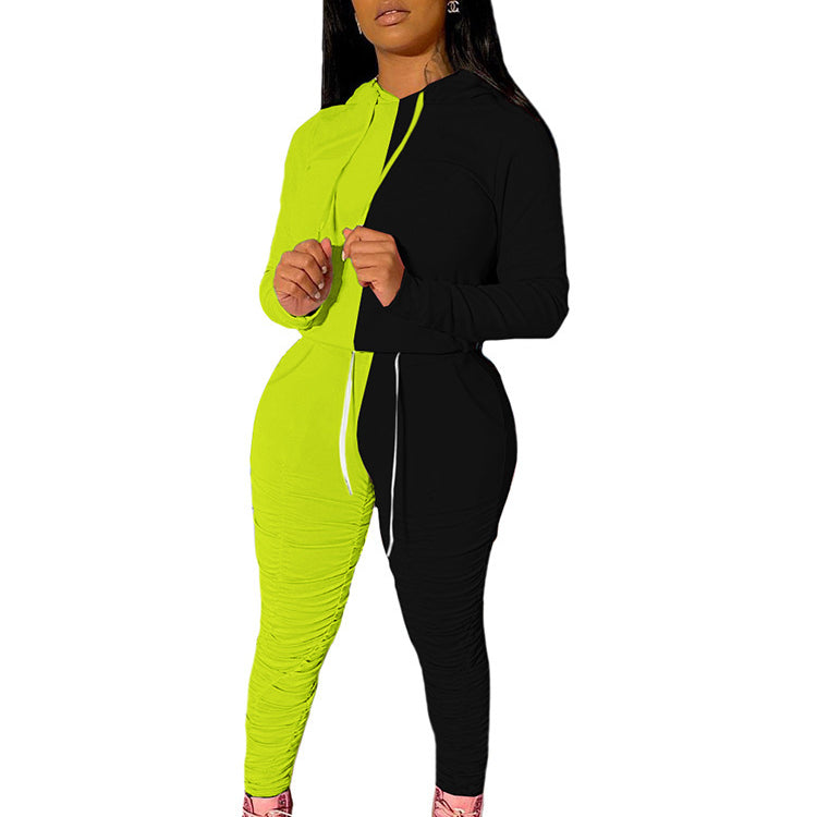 Contrast pleated ladies suit