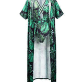 Women Beach Wear Badnage Swimwear Leaves