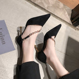 Suede rhinestone pointed sandals stiletto heels