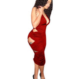 V Neck Cut Out Sleeveless Spaghetti Strap  Backless