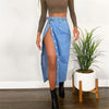 Denim skirt split hip skirt