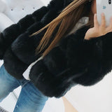 Long Sleeve Hooded Faux Fur Coat