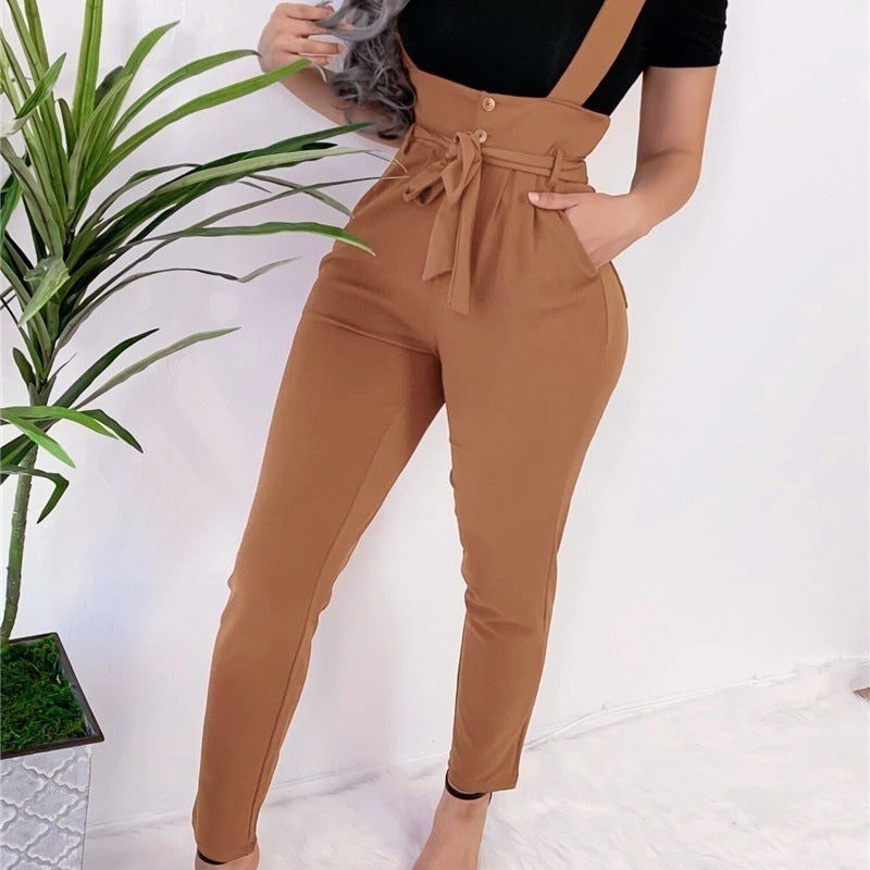High Waist jumpsuit suspenders