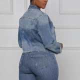 Stretch Denim Jacket Women Slim Short Jacket